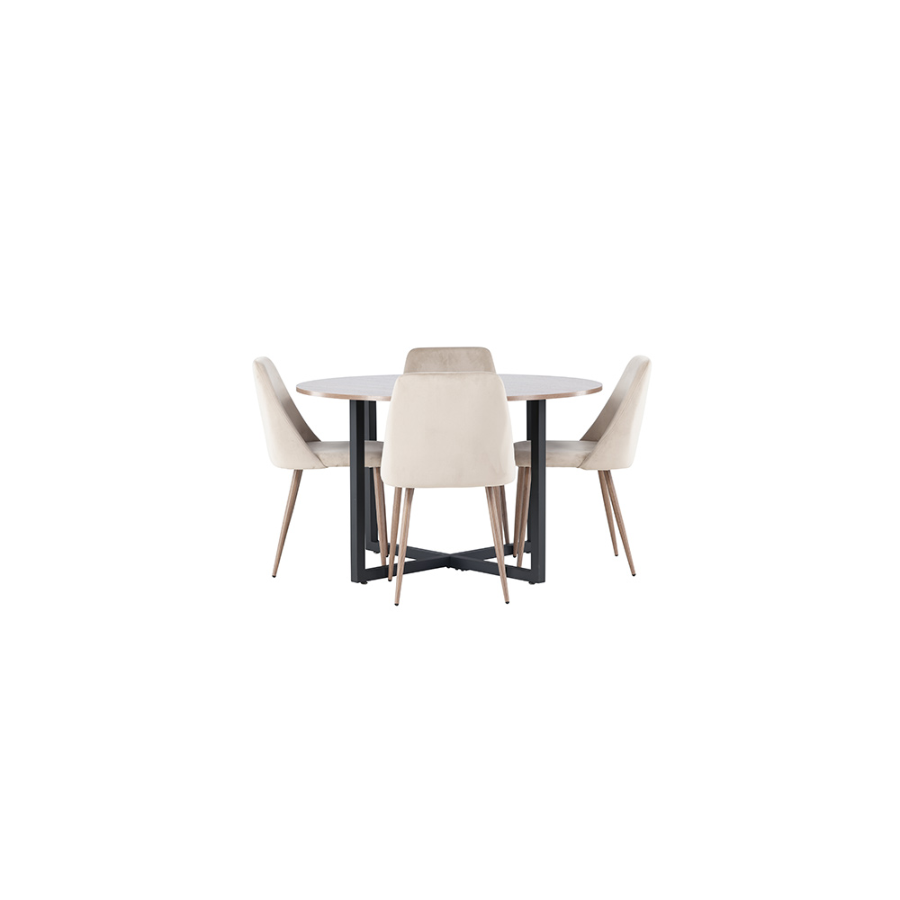 Spisegruppe Venture Home Durango Ø120 cm med 4 stk Night Stoler