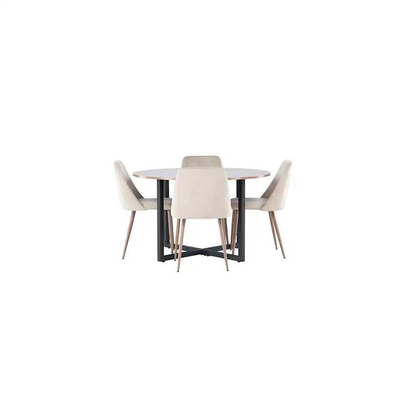 Spisegruppe Venture Home Durango Ø120 cm med 4 stk Night Stoler