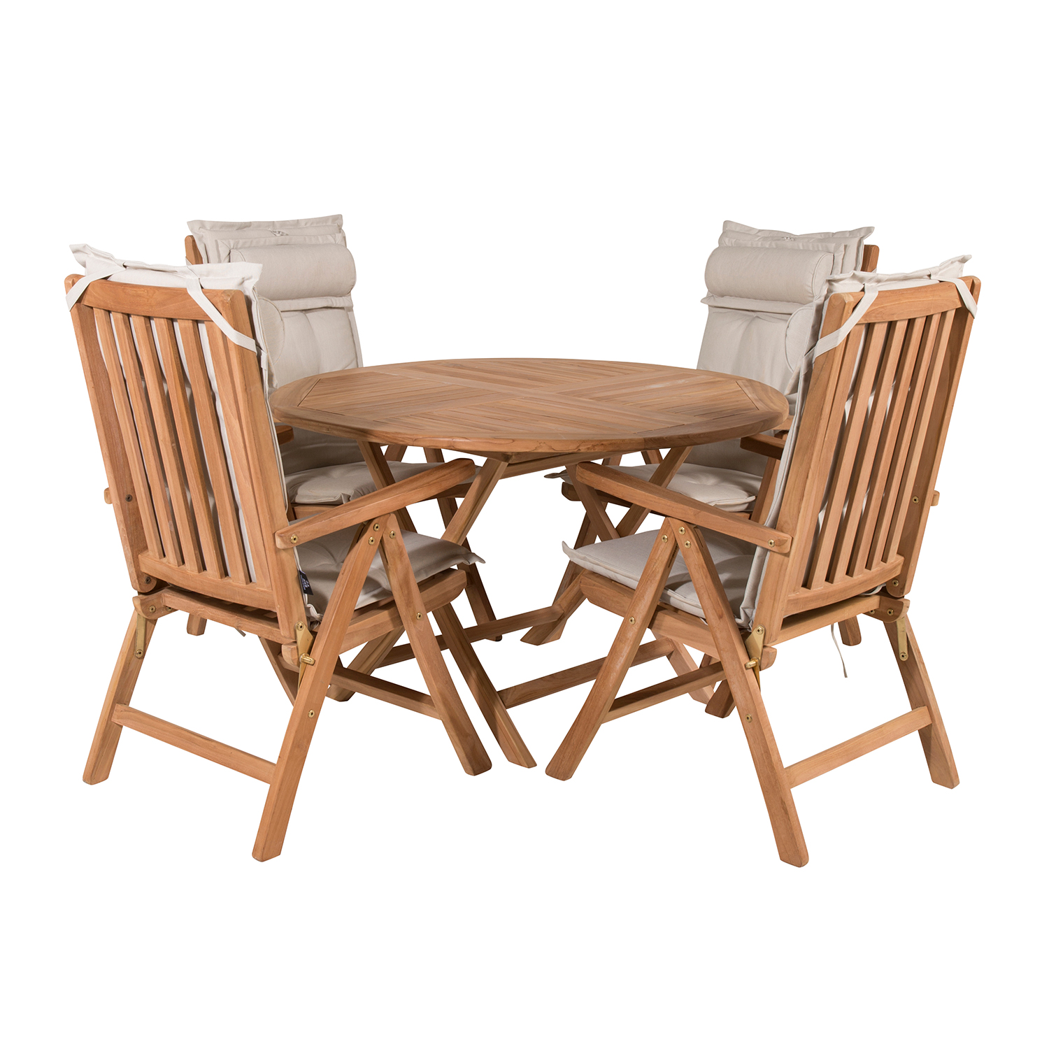 Spisegruppe Venture Home Kenya Ø120 cm Teak med 4 PositionsLenestoler