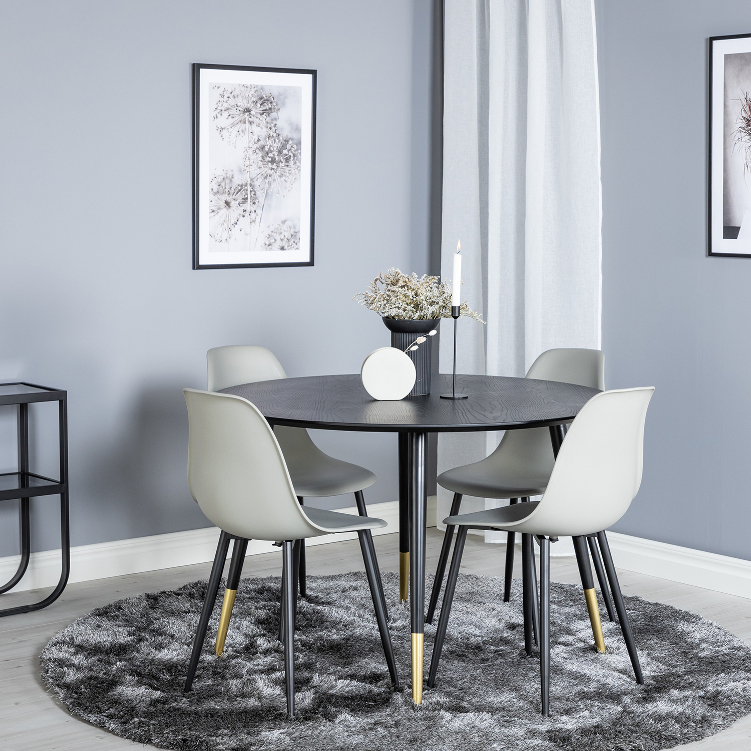 Spisegruppe Venture Home Dipp Ø115 cm med 4 Polar Plast Stoler