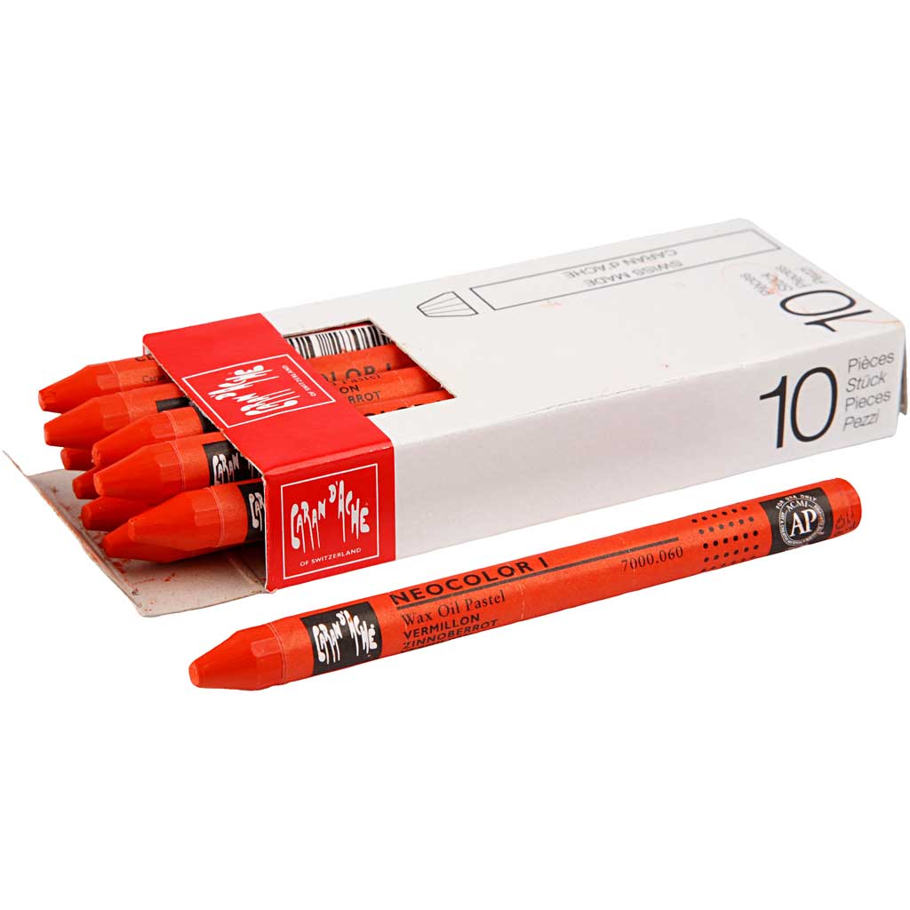 Neocolor I, vermilion (060), L: 10 cm, tjocklek 8 mm, 10 st. Vermilion (060)