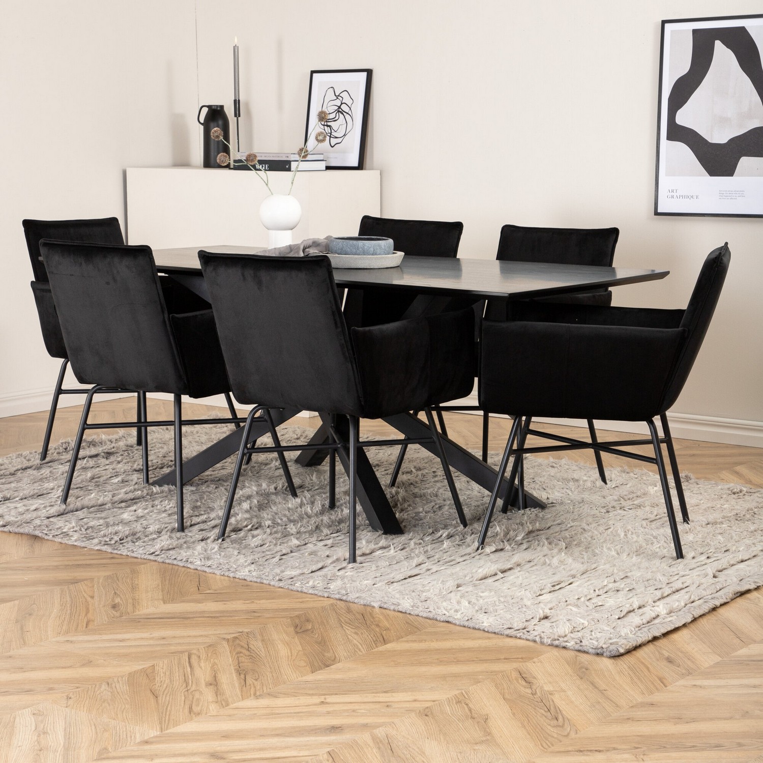 Spisegruppe Venture Home med Piata Spisebord og 6 Annika Spisestoler
