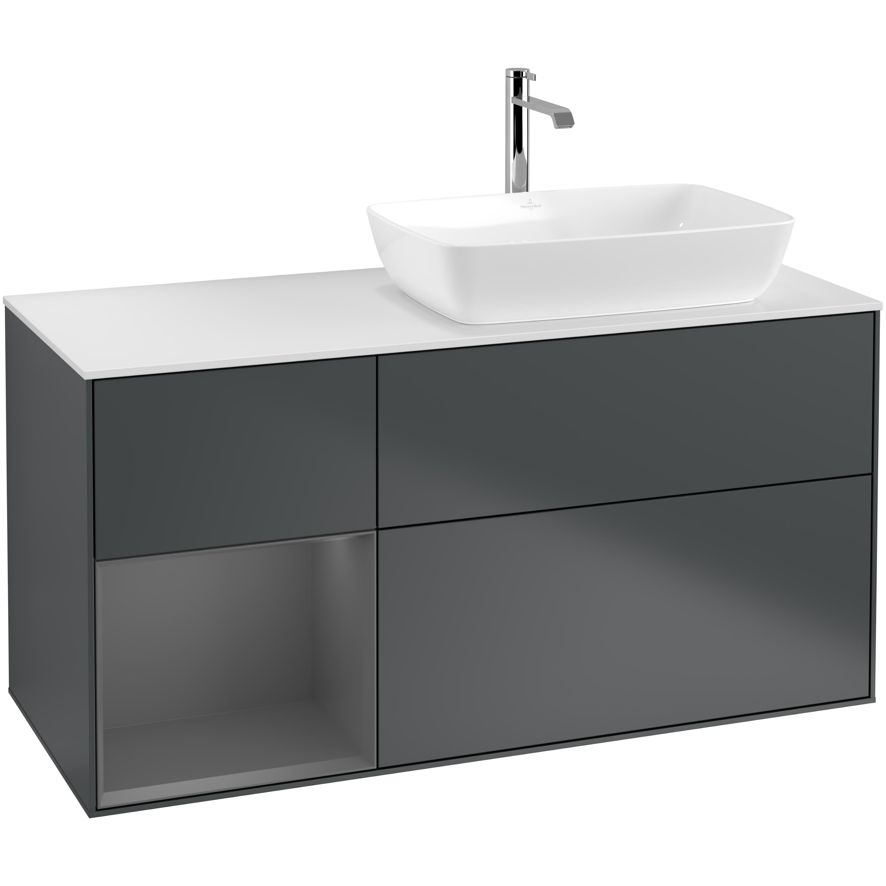 Tvättställsskåp Villeroy & Boch Finion med 3 Lådor Hylla och Bänkskiva för Ocentrerat Tvättställ från Artis & Collaro