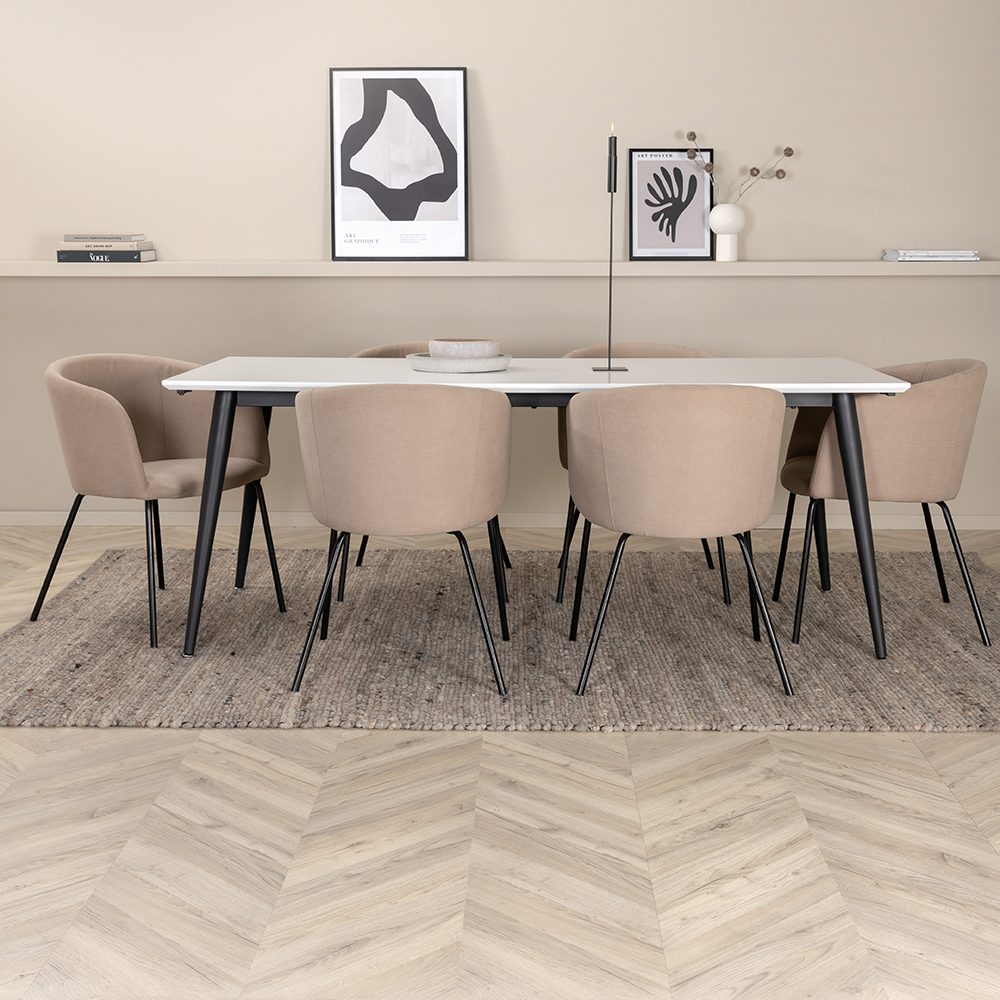 Spisegruppe Venture Home Jolie med 6 Bergen Stoler Polyesterlinen