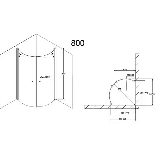 Dusjhjørne Arrow Basic Round Klarglass