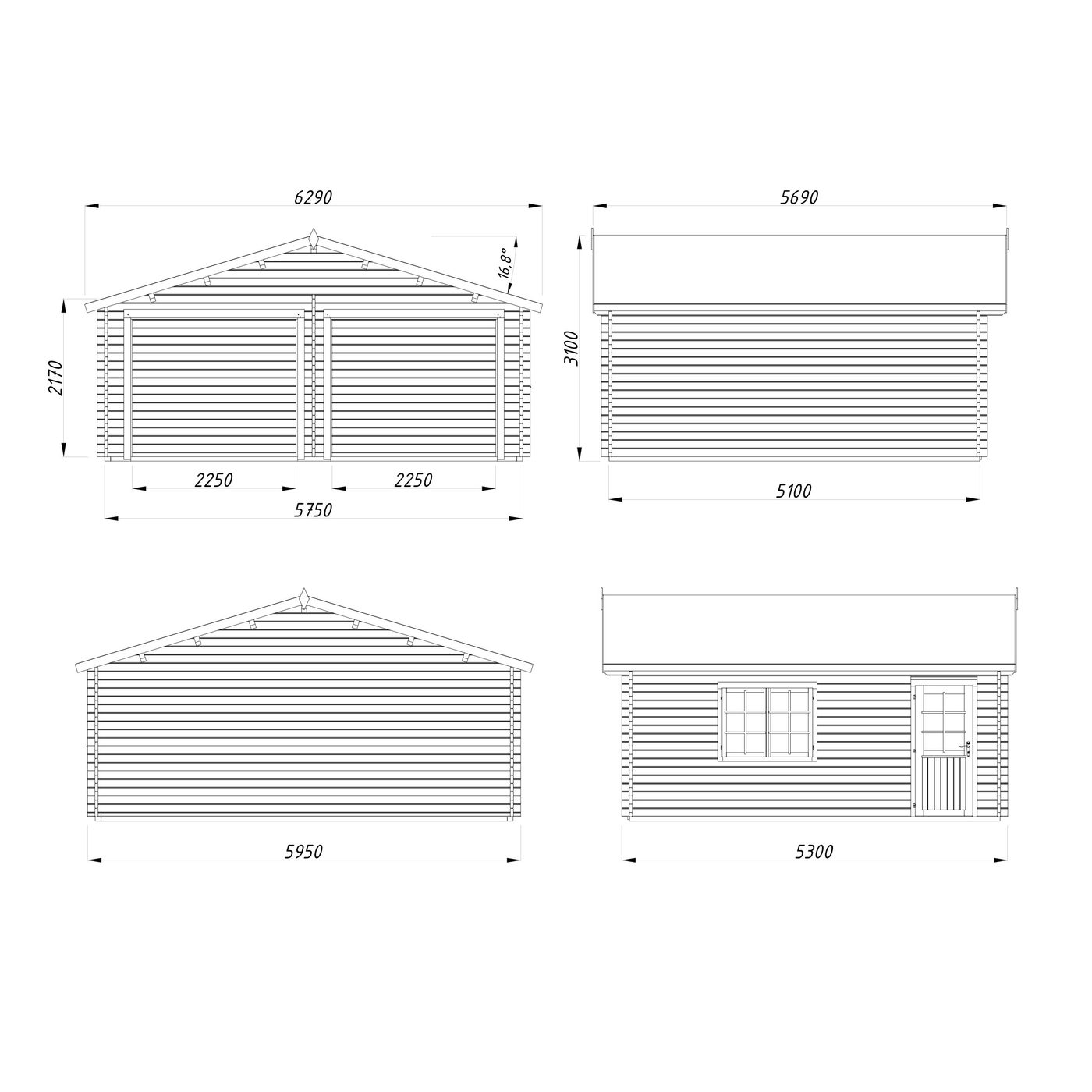 Garasje Palmako Roger 28,4 m2 uten Port