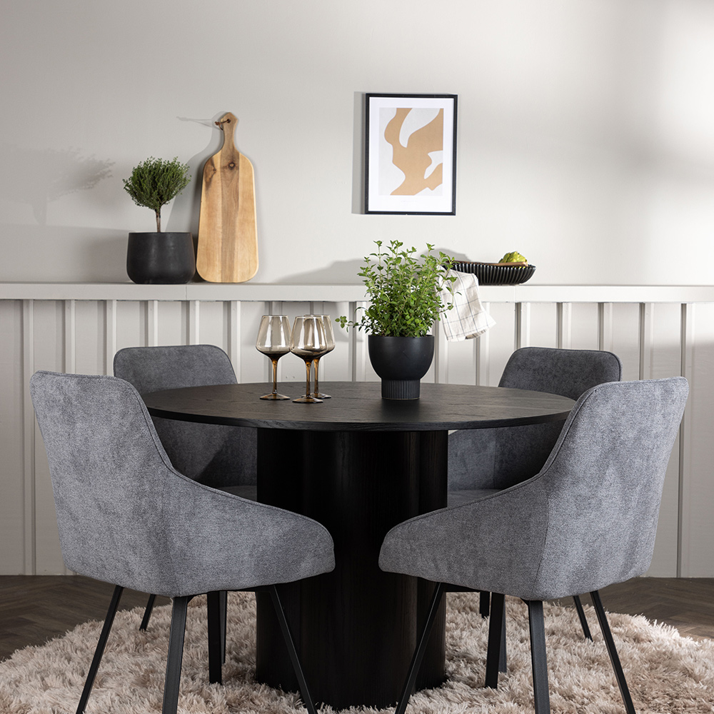 Spisegruppe Venture Home Olivia Ø110 cm med 4 stk Rosie Stoler