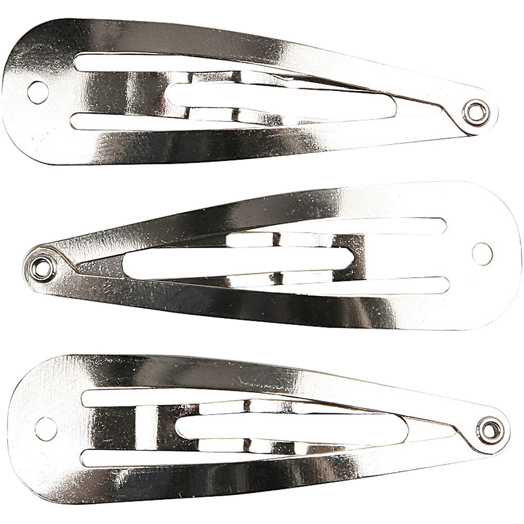 Hårspännen, försilvrad, L: 45 mm, B: 14 mm, 10 st./ 1 förp. 10 st