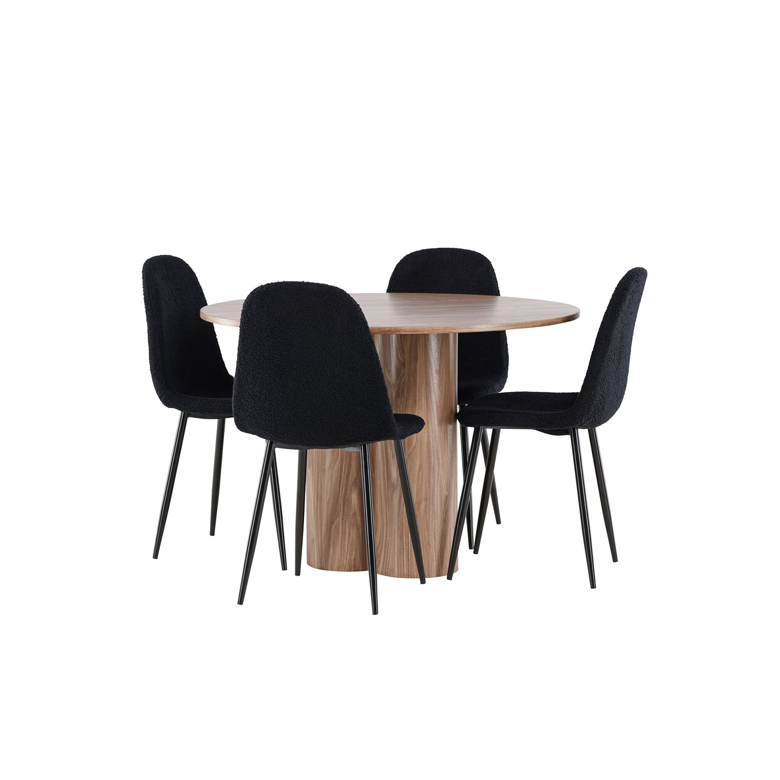 Spisegruppe Venture Home Olivia Ø110 med 4 stk Polar Stoler Teddy