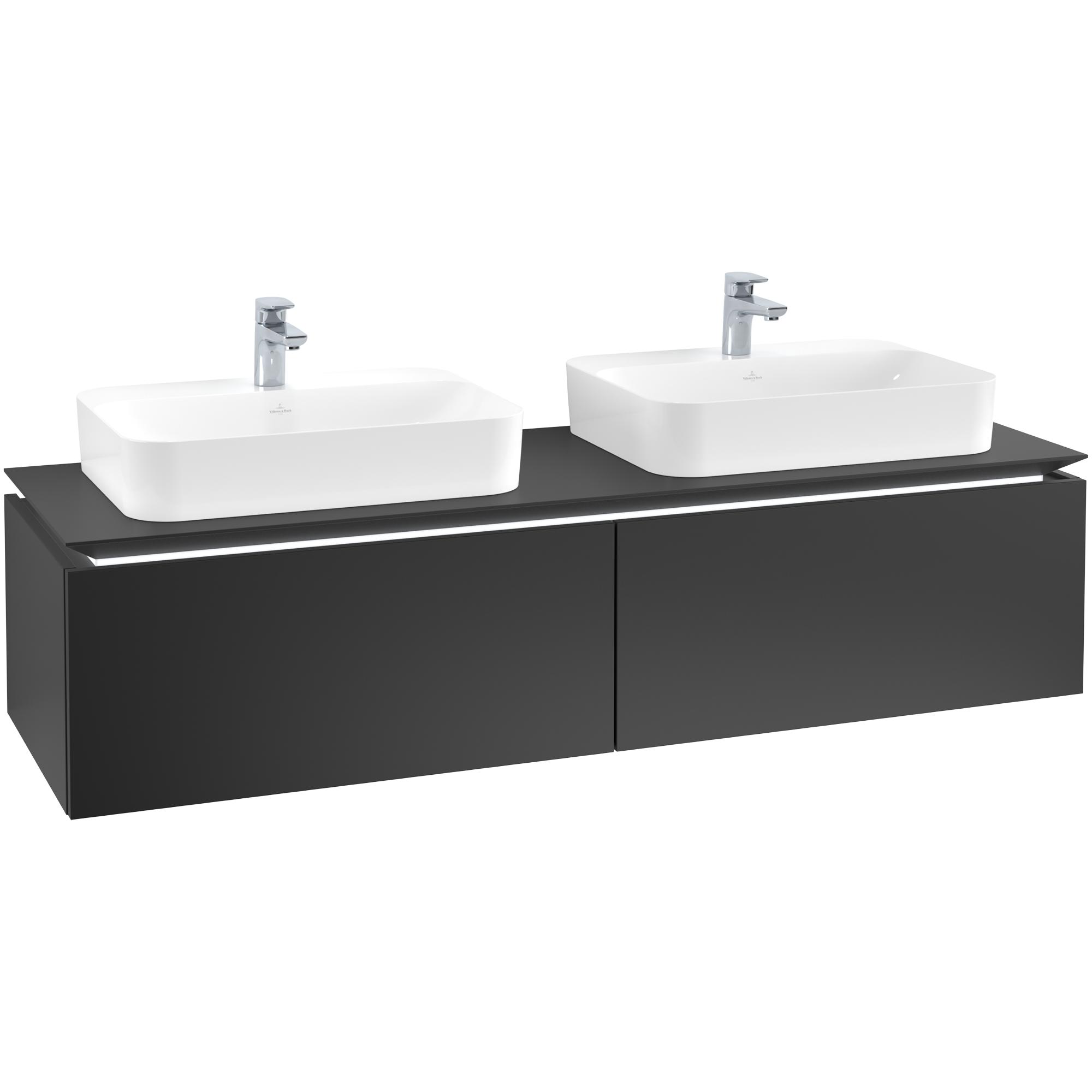 Tvättställsskåp Villeroy & Boch Legato Kompakt 1600 med 2 Lådor för Två Ytmonterade Tvättställ från Finion & Memento | badrum - badrumsmobler - tvattstallsskap-och-kommod | KakelKungen