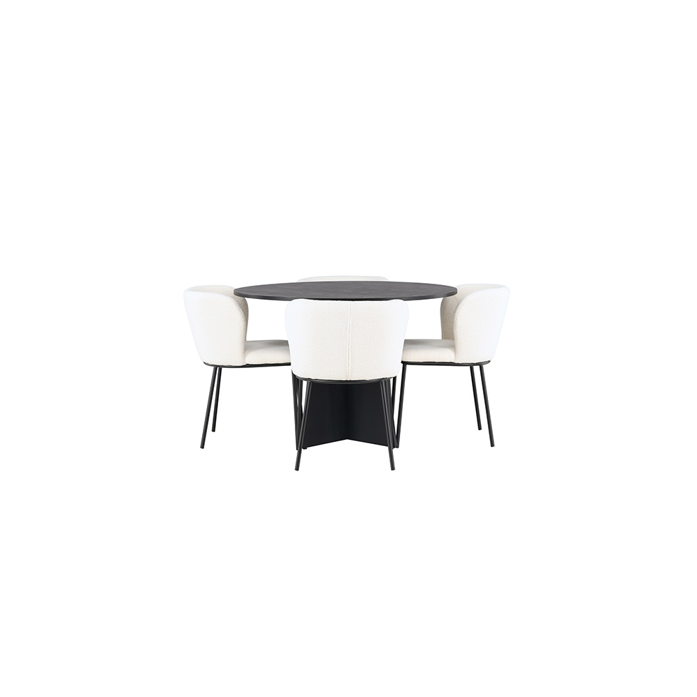 Spisegruppe Venture Home Bootcut Ø110 cm med 4 stk Edina Stoler