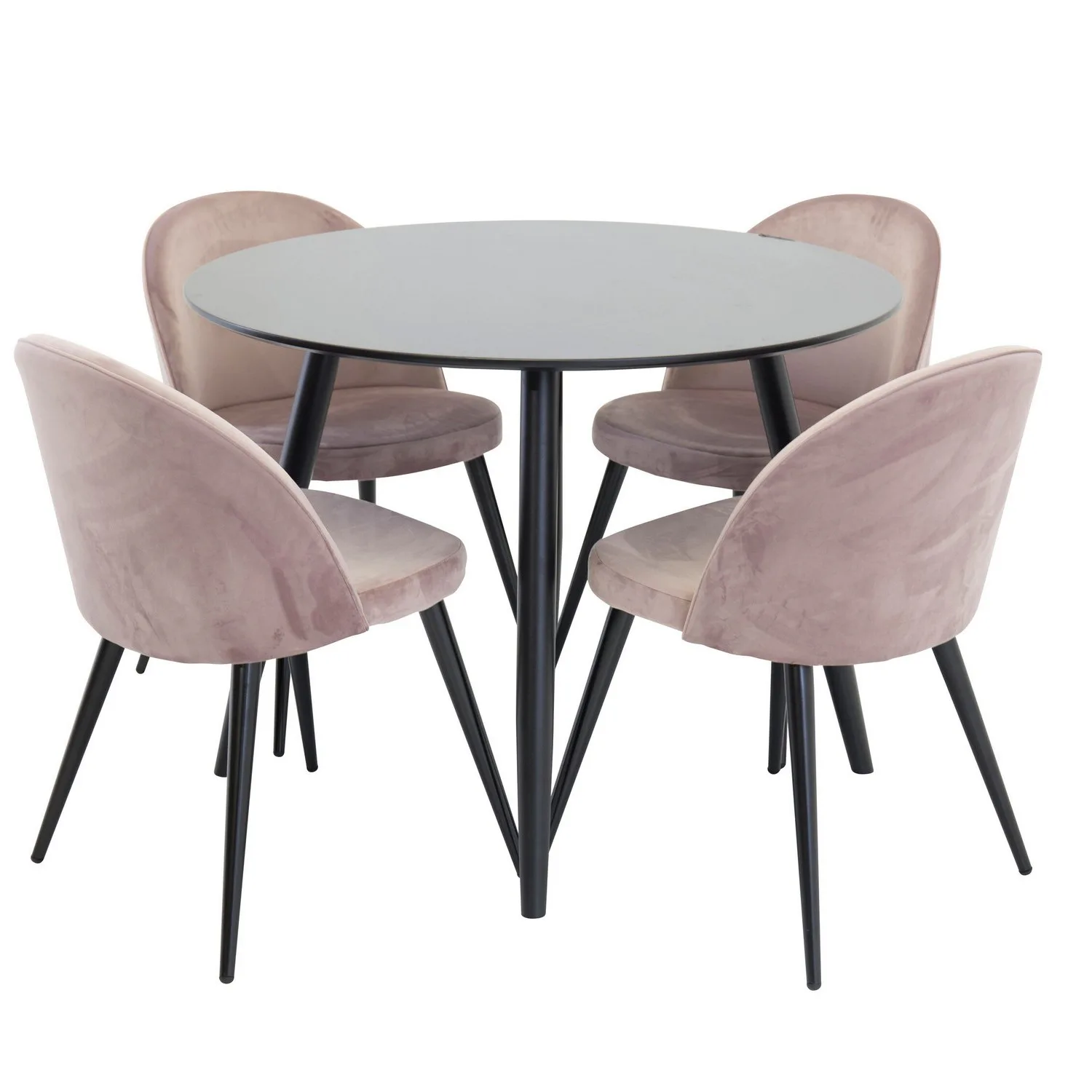 Spisegruppe Venture Home Plaza med 4stk Velvet Stoler