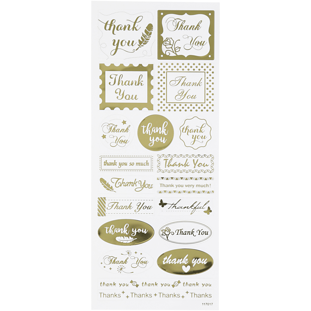 Stickers Creativ Company Thank You Gull 10x24 cm