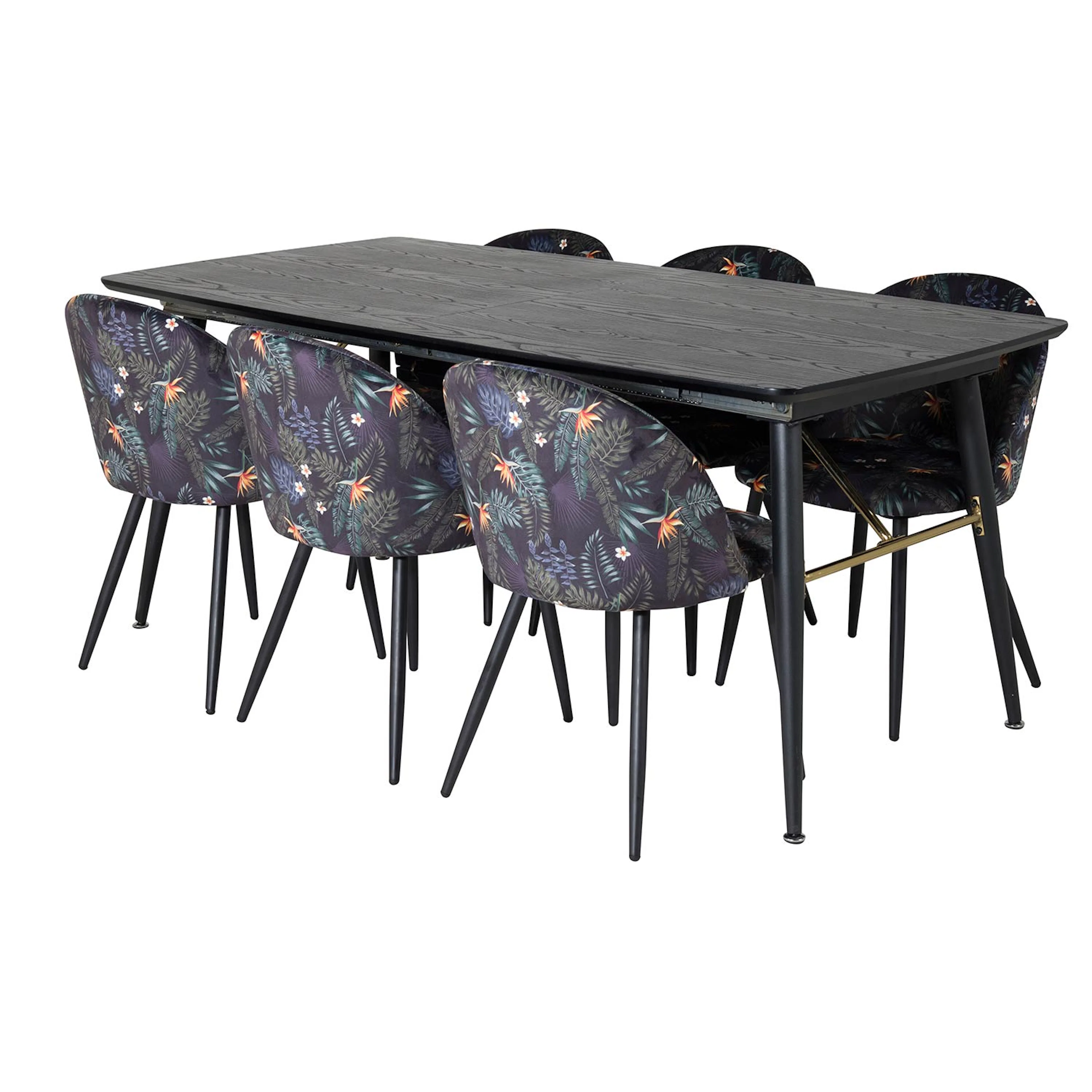 Spisegruppe Venture Home Gold med 6 Velvet Stoler