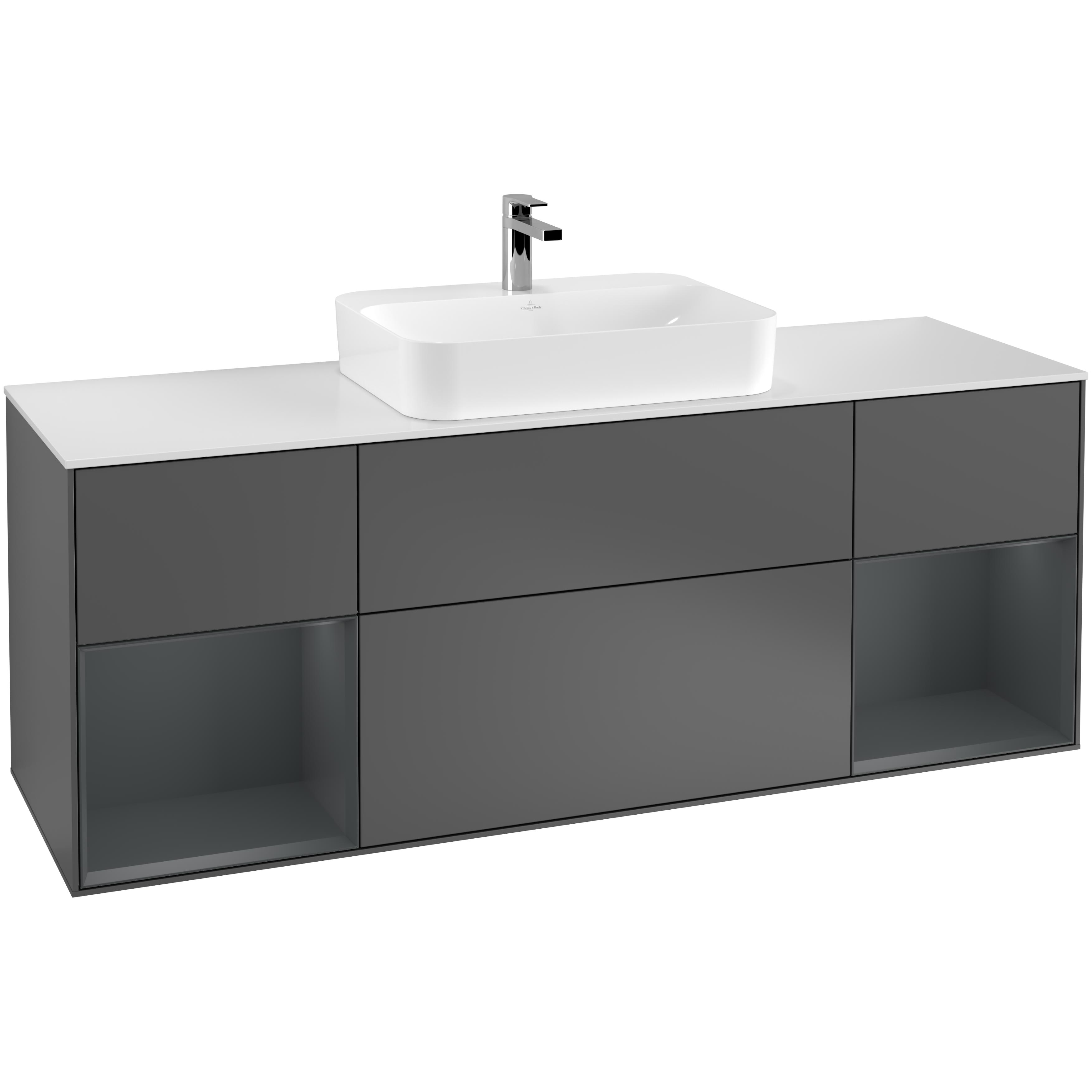 Tvättställsskåp Villeroy & Boch Finion med Två Hyllor och Bänkskiva för Ytmonterat Tvättställ