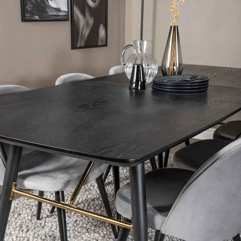 Spisegruppe Venture Home Gold med 6 Velvet Stoler