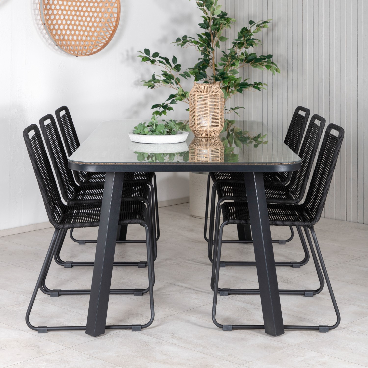 Spisegruppe Venture Home Peoria med 6 Leon Stablebare Spisestoler