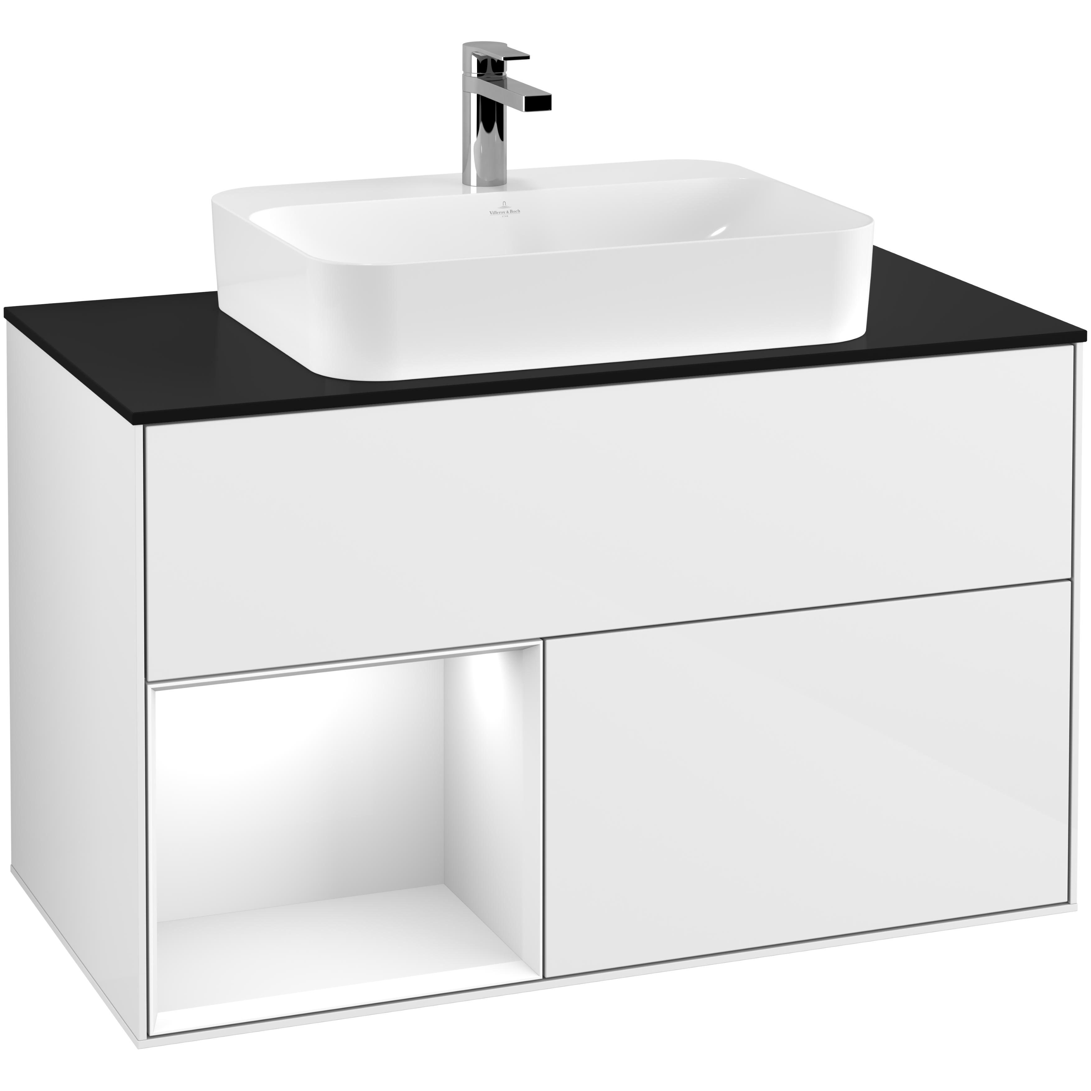 Tvättställsskåp Villeroy & Boch Finion med 2 Lådor Hylla och Bänkskiva för Ytmonterat Tvättställ | badrum - badrumsmobler - tvattstallsskap-och-kommod | KakelKungen