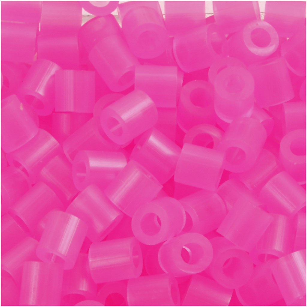 Rörpärlor, rosa neon (32257), stl. 5x5 mm, Hålstl. 2,5 mm, m Rosa Neon (32257), 1100 st