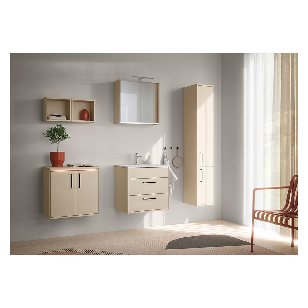 Graphic Kommod Beige med tvtst 80 cm Glatt boks, Beige