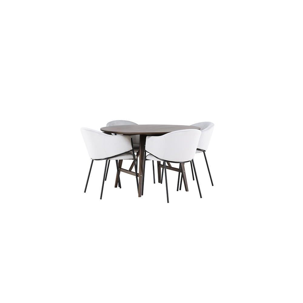 Spisegruppe Venture Home Kaseidon Ø100 cm med 4 stk Evelina Stoler