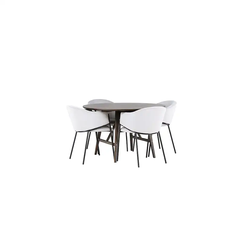 Spisegruppe Venture Home Kaseidon Ø100 cm med 4 stk Evelina Stoler