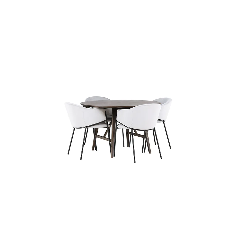 Spisegruppe Venture Home Kaseidon Ø100 cm med 4 stk Evelina Stoler