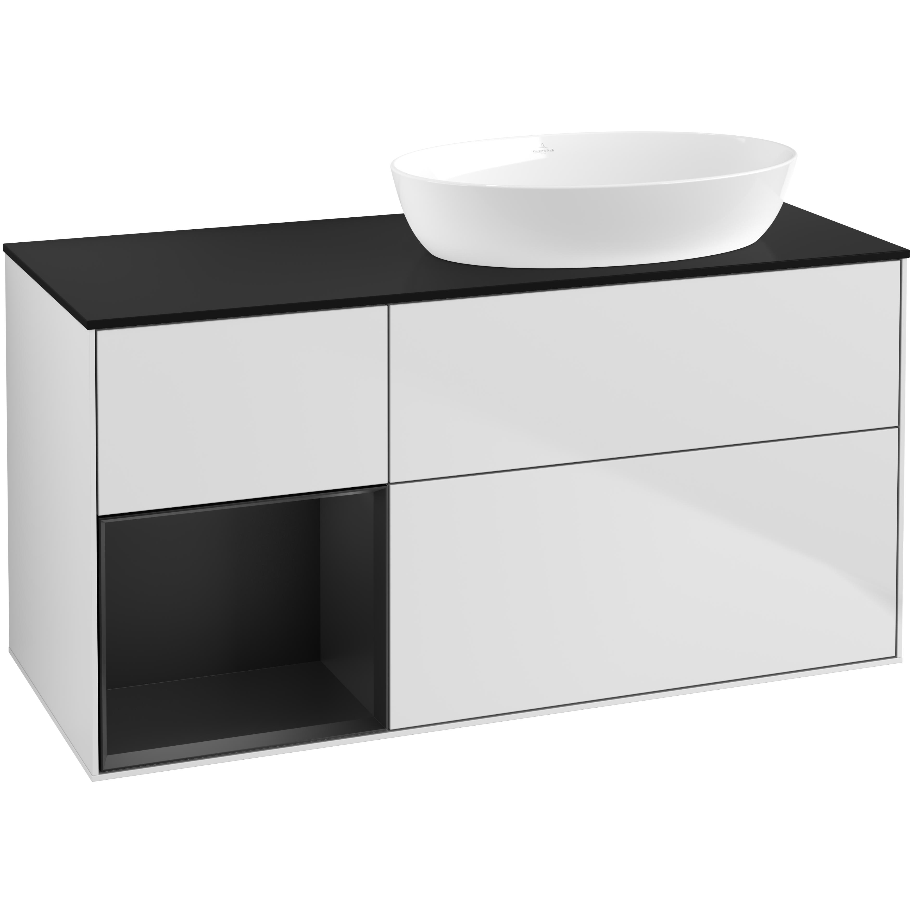 Tvättställsskåp Villeroy & Boch Finion med 3 Lådor Hylla och Bänkskiva för Ocentrerat Tvättställ från Artis & Collaro