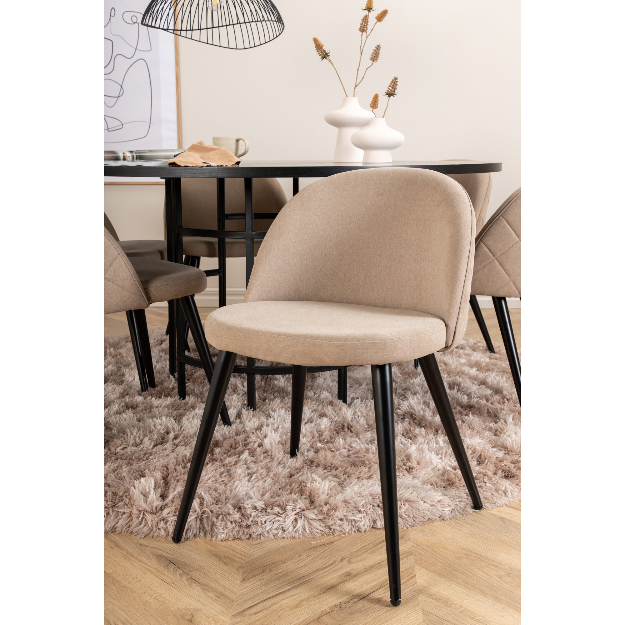 Spisegruppe furniture/fashion Copenhagen Ø140 cm med 6 Velvet Stoler
