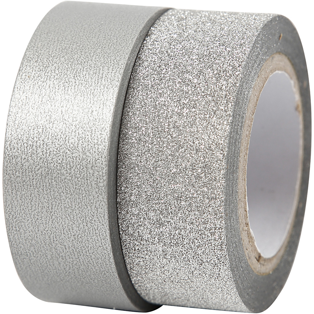 Washitejp, silver, B: 15 mm, 2 rl./ 1 förp. Sølv