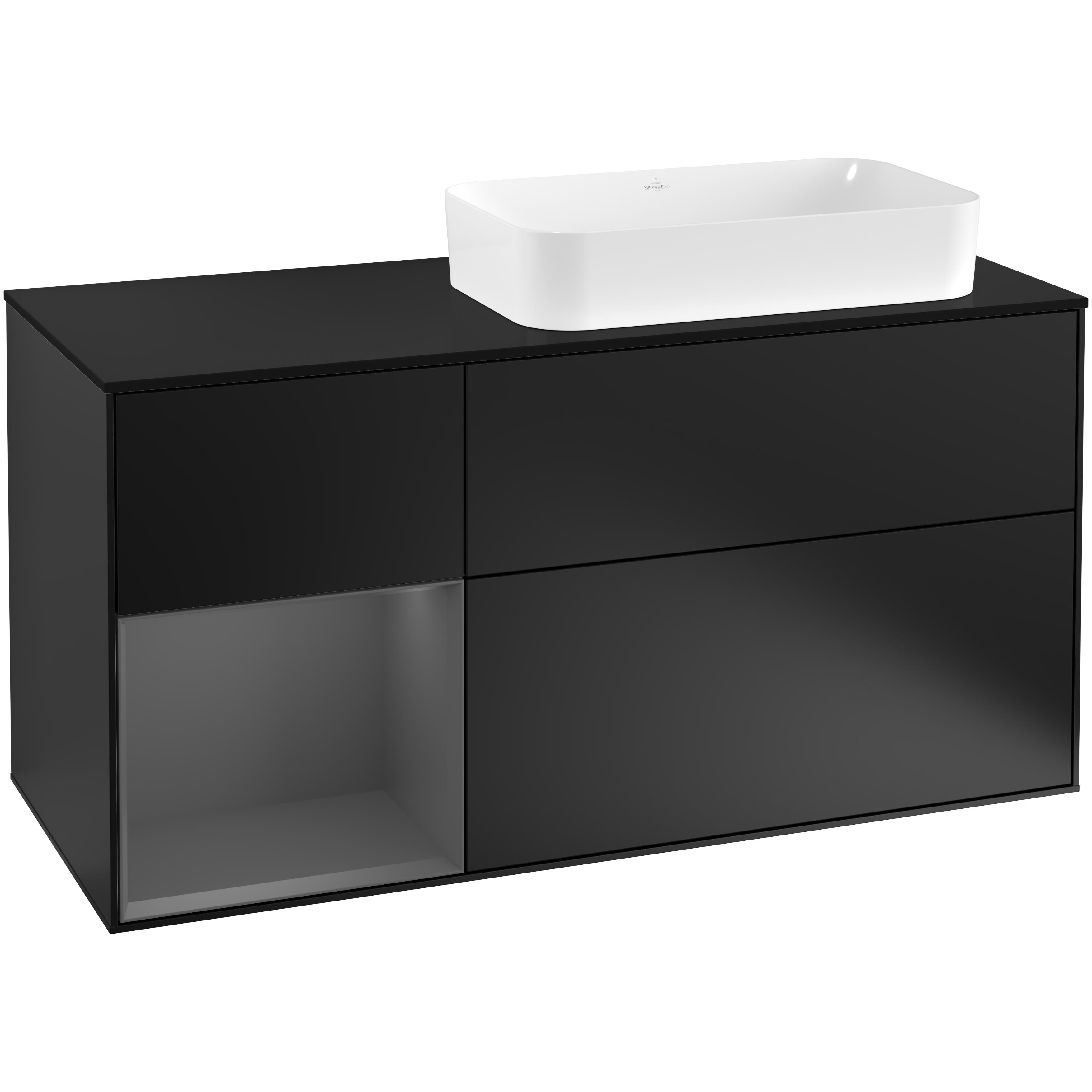 Tvättställsskåp Villeroy & Boch Finion med 3 Lådor Hylla och Bänkskiva för Ocentrerat Fristående Tvättställ