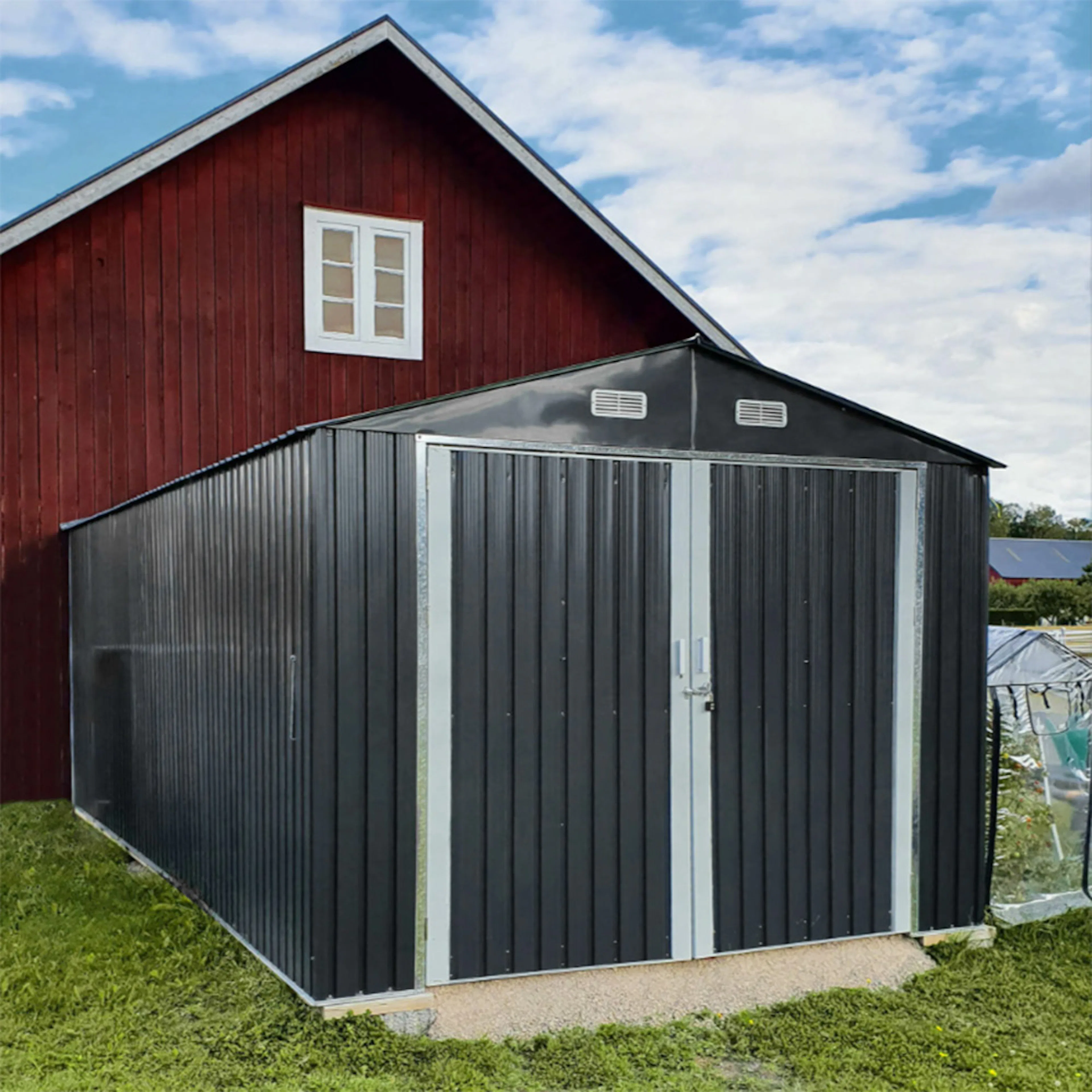 Garasje Metalcraft 18m² Antrasitt/Hvit
