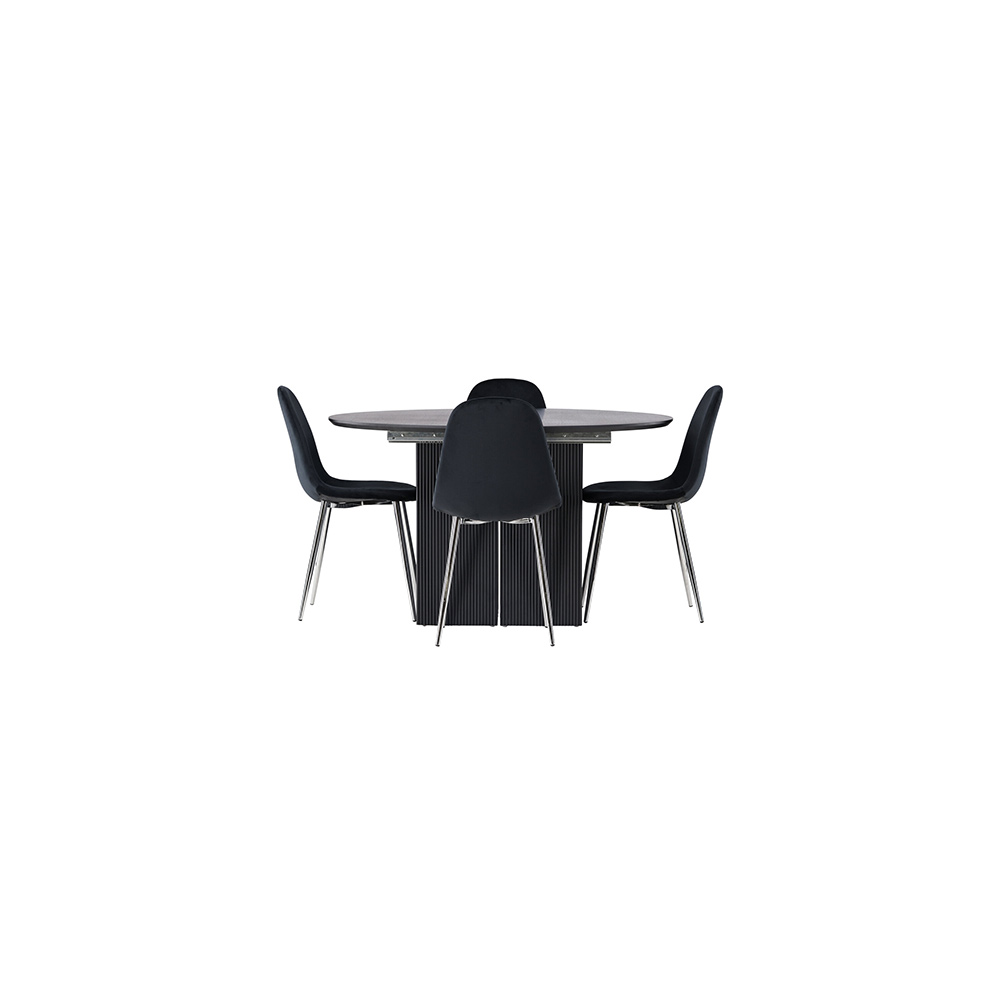 Spisegruppe Venture Home Matilda med 4 Polar Fløyel Stoler