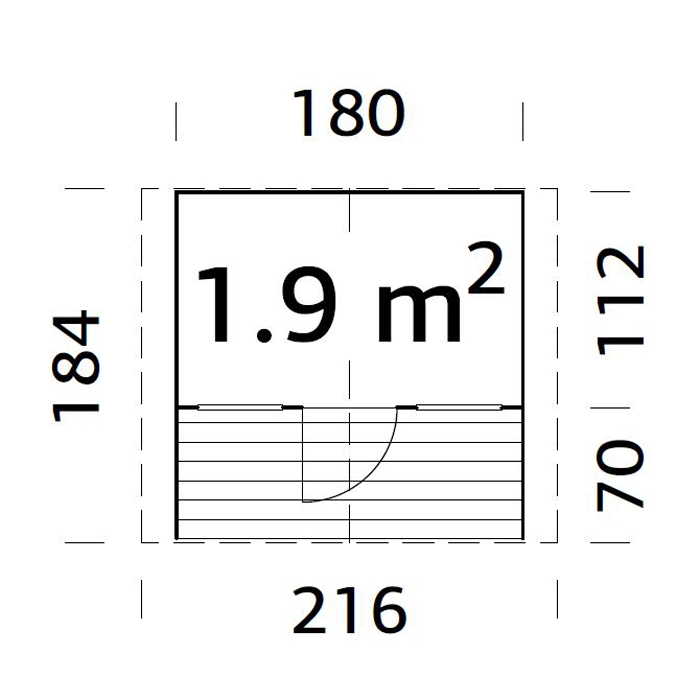 Lekestue Palmako Felix 1,9 m2 med Takshingel