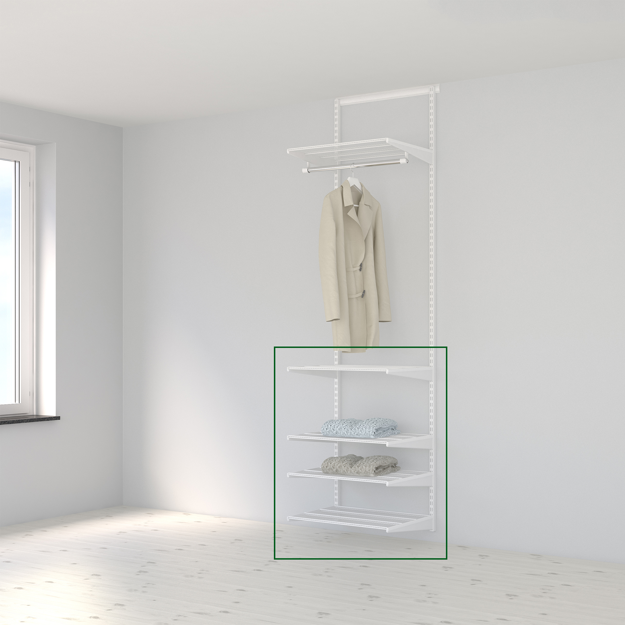 Tilleggspakke 3 Elfa Innredningsløsning Hvit B: 607 mm