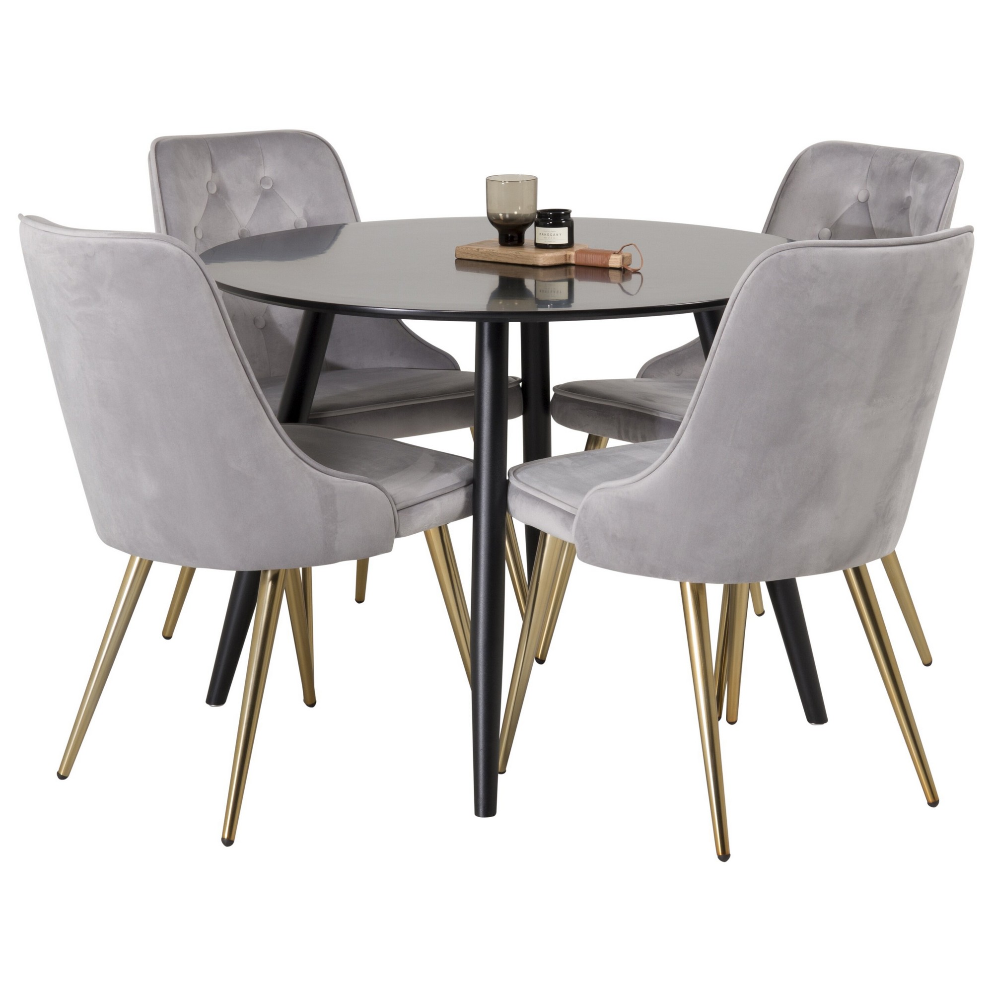 Spisegruppe Venture Home Plaza med 4stk Velvet Deluxe Stoler