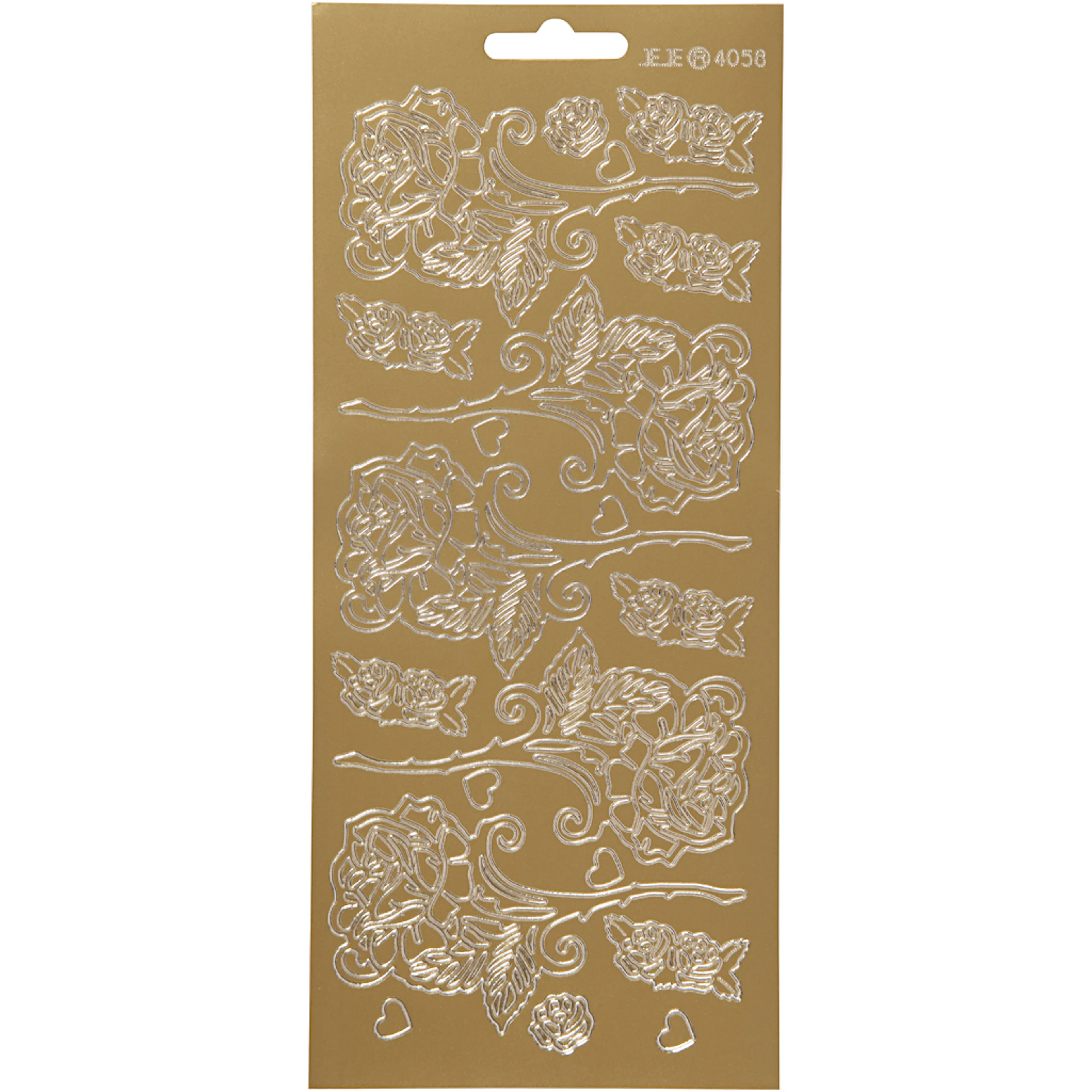 Stickers, guld, rosor, 10x23 cm, 1 ark Guld