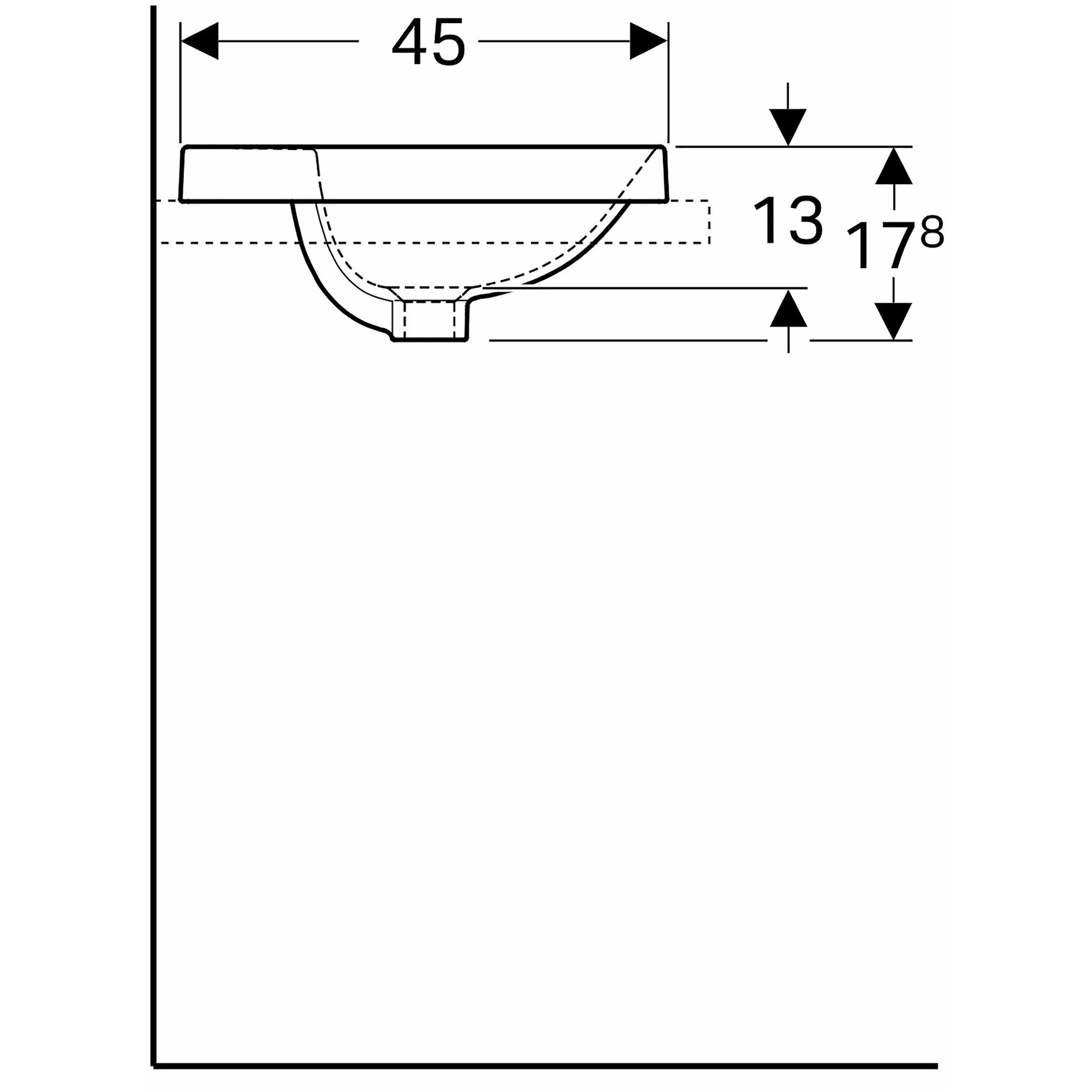 Tvättställ Geberit Variform 550 mm Infälld Ovalt Kanthylla