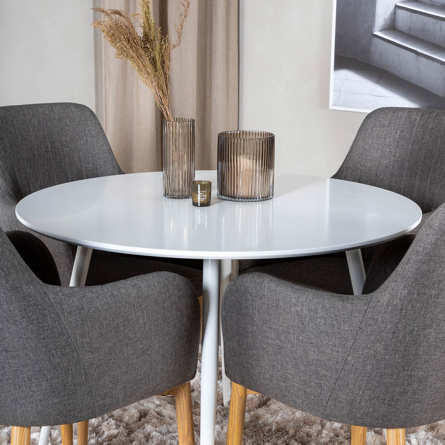 Spisegruppe Venture Home Plake med 4 Corina Stoler Polyester Rundt
