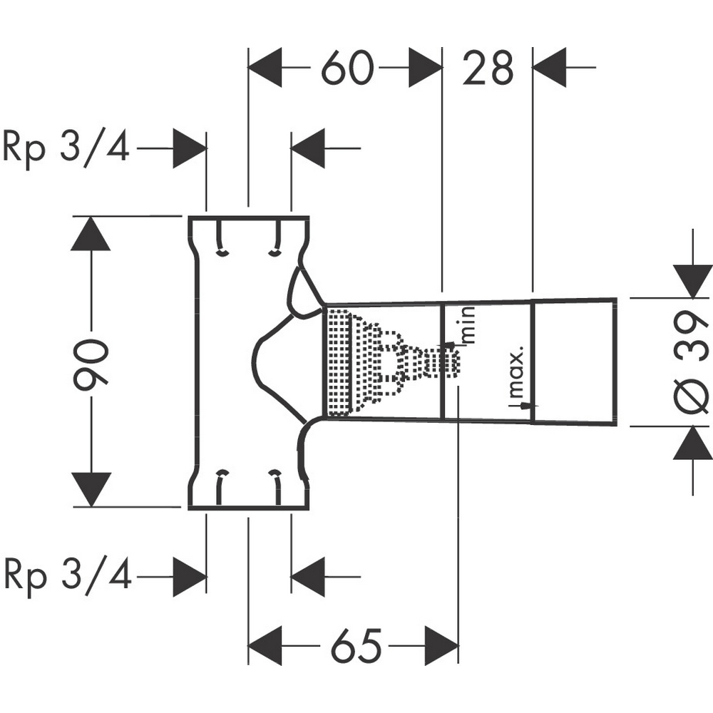 Innbyggingsdel Hansgrohe for Avstengningsventil G 3/4
