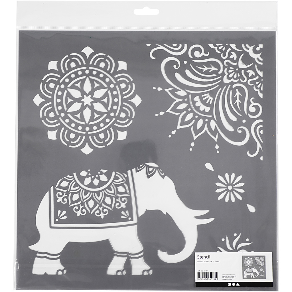 Stensil Creativ Company Etniske motiver Elefant