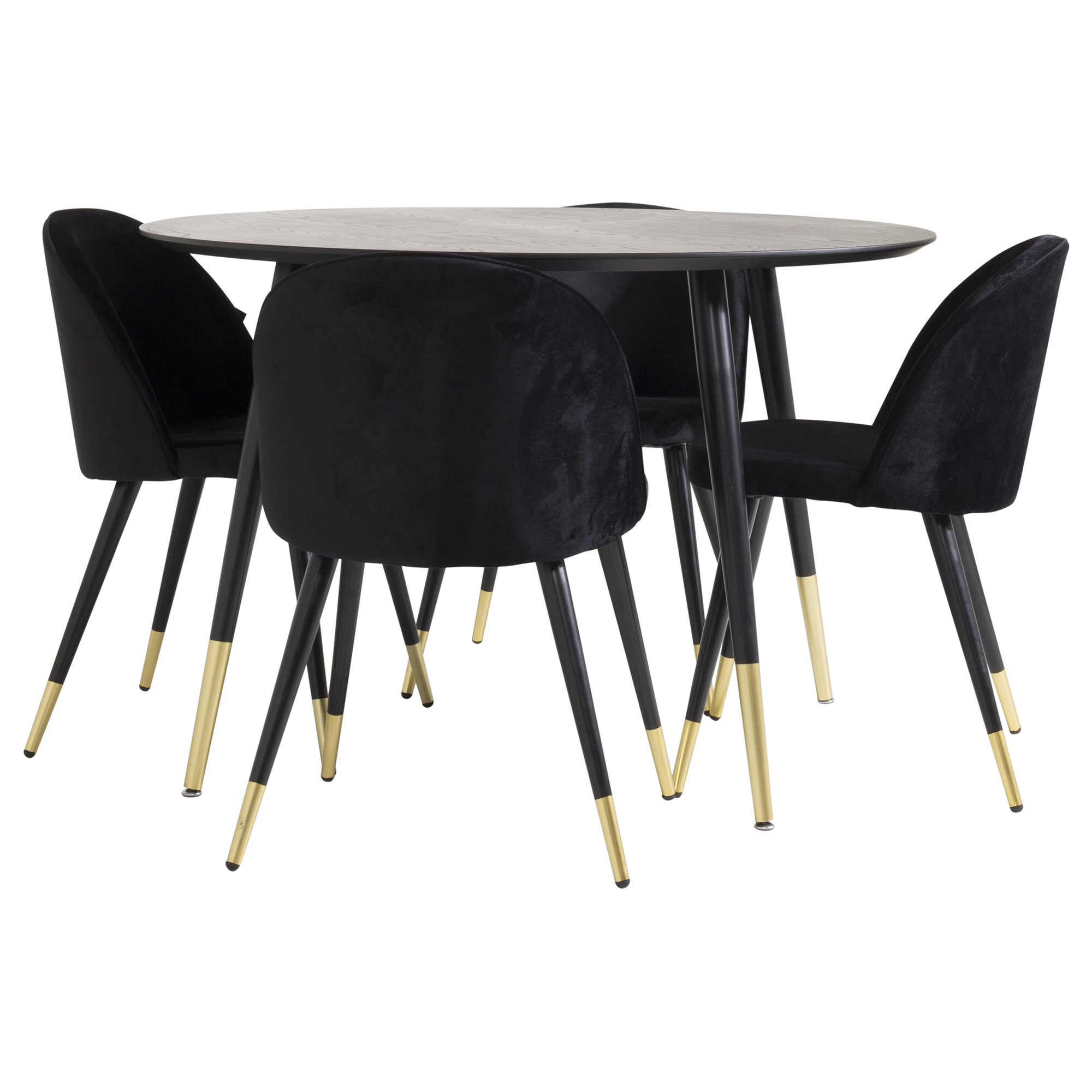 Spisegruppe Venture Home Dipp Ø115 cm med 4 Velvet Stoler