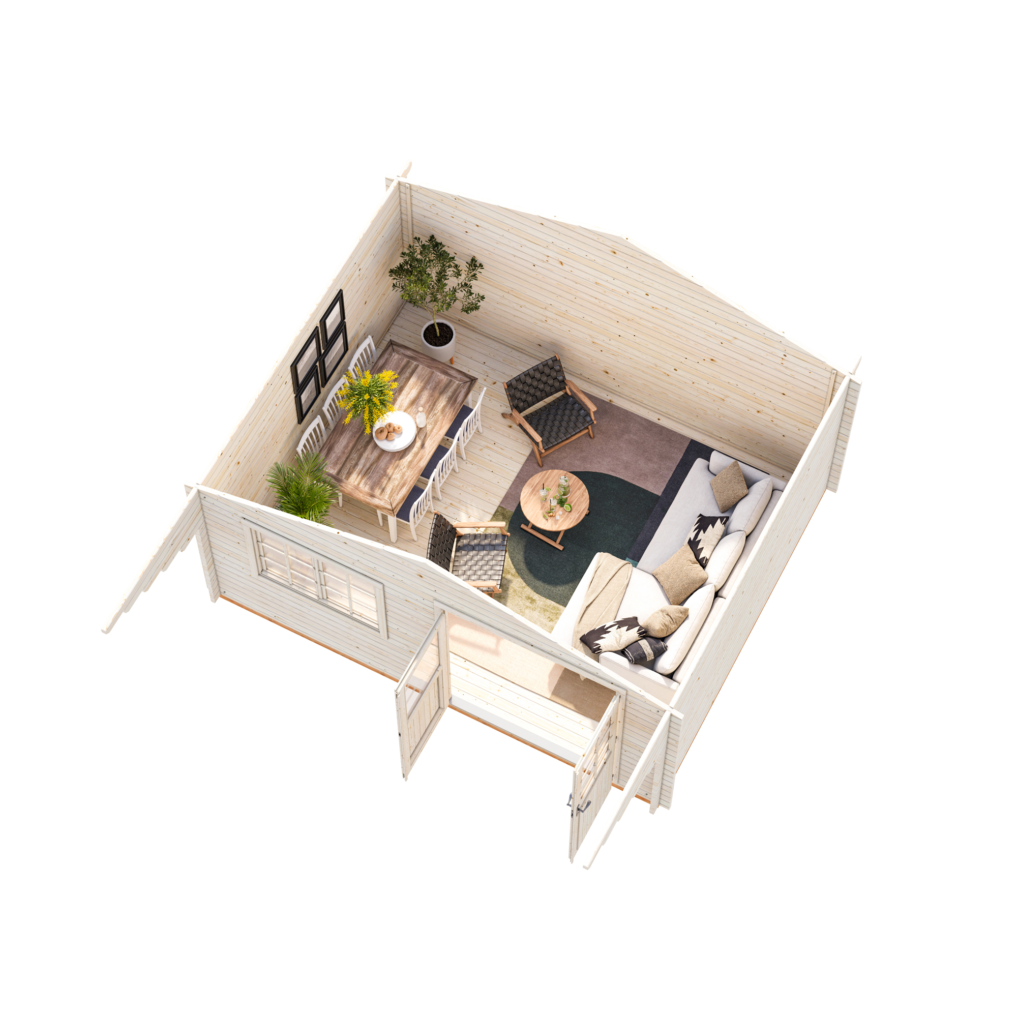Anneks Palmako Sally 19,1 m2 med Shingel, Papp og Spiker