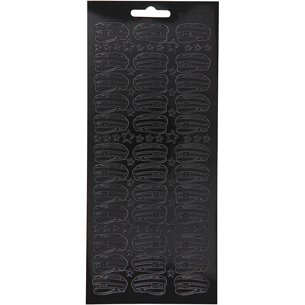 Stickers, svart, hatt, 10x23 cm, 1 ark Svart