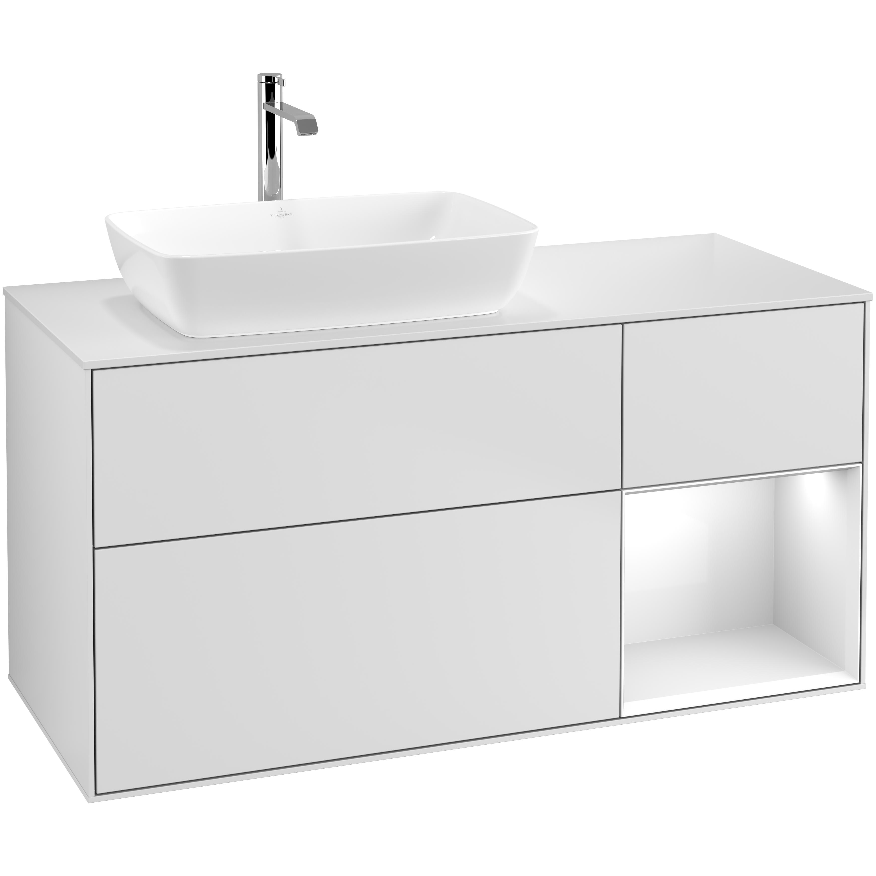 Tvättställsskåp Villeroy & Boch Finion med 3 Lådor Hylla och Bänkskiva för Ocentrerat Tvättställ från Artis & Collaro