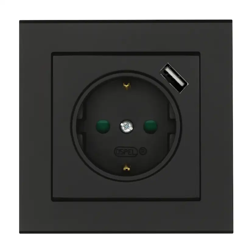 Stikkontakt Malmbergs Optima 1-veis + 1xUSB Skrutilkobling