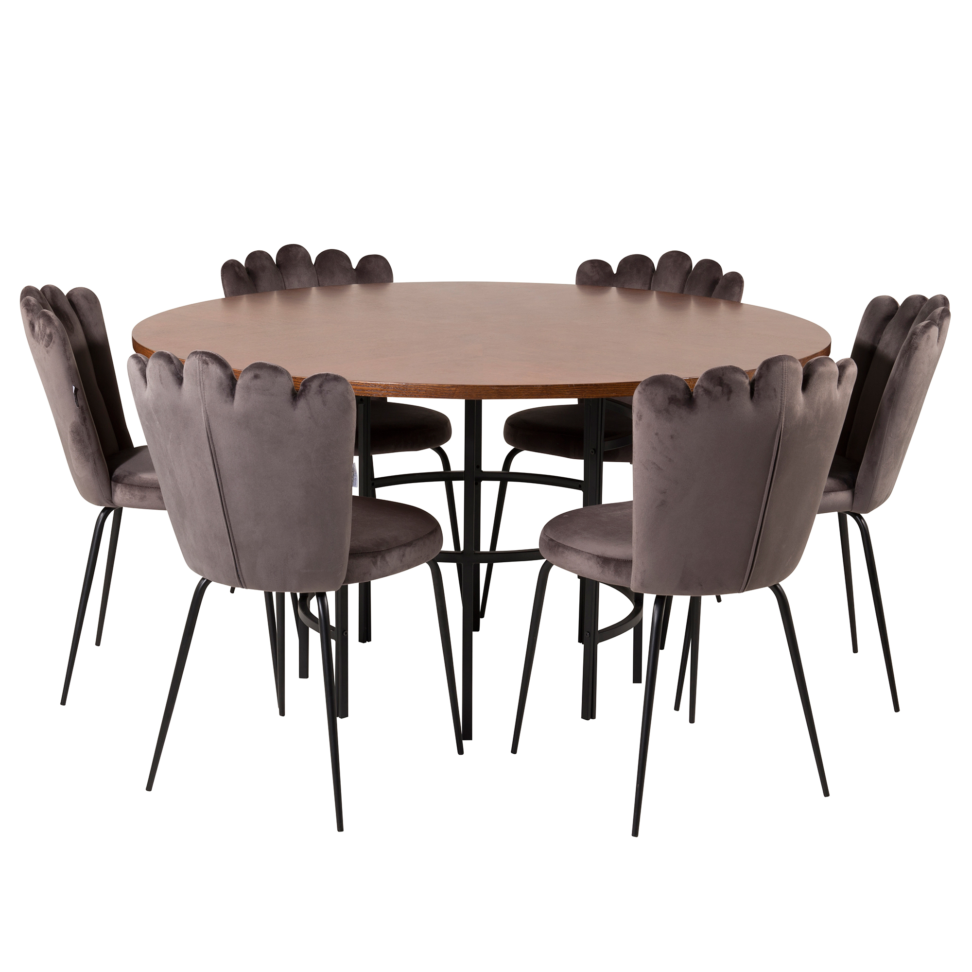 Spisegruppe furniture/fashion Copenhagen med 6 Grå Limhamn Light Stoler