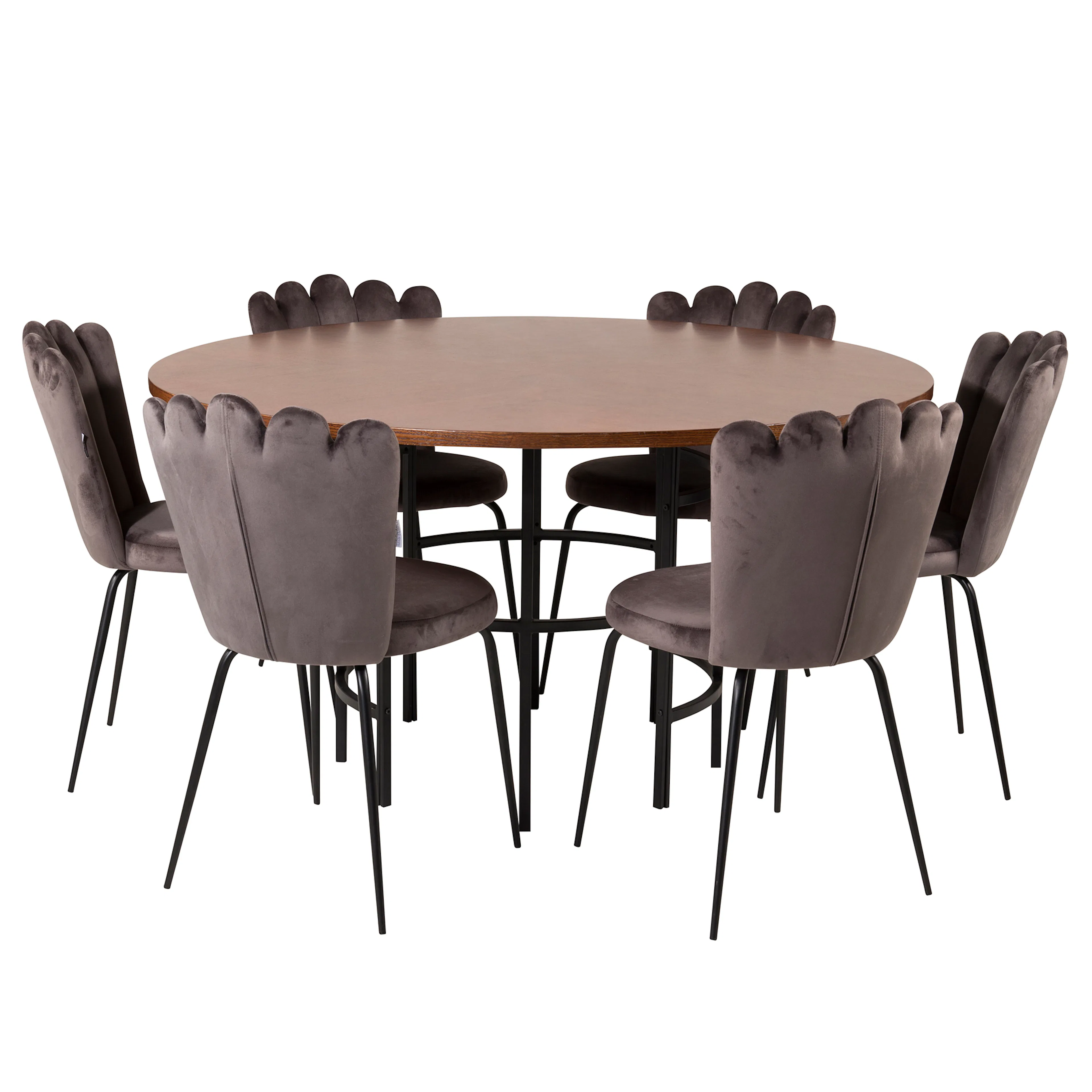 Spisegruppe furniture/fashion Copenhagen med 6 Grå Limhamn Light Stoler