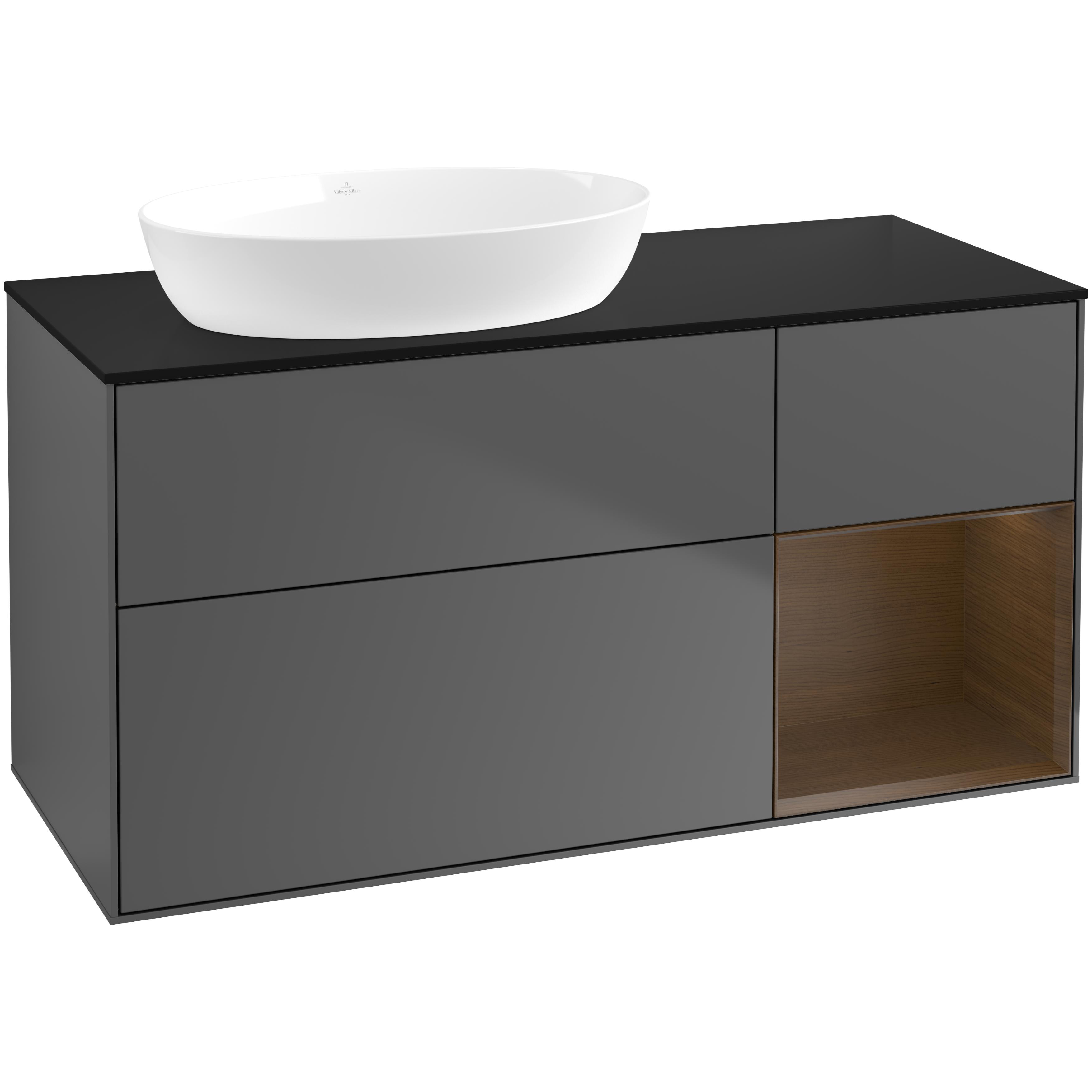 Tvättställsskåp Villeroy & Boch Finion med 3 Lådor Hylla och Bänkskiva för Ocentrerat Tvättställ från Artis & Collaro
