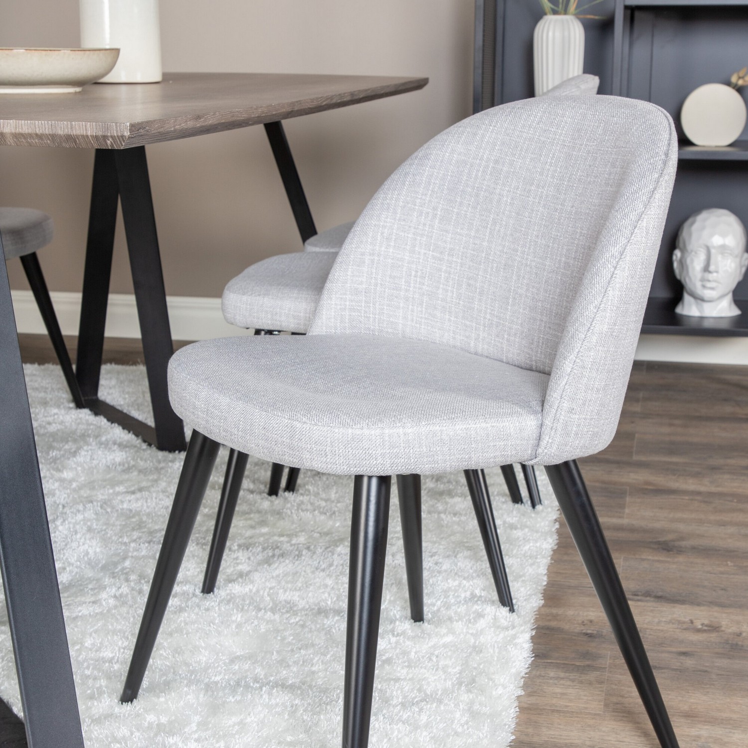 Spisegruppe Venture Home Madde med 6 Valentina Stoler Polyester